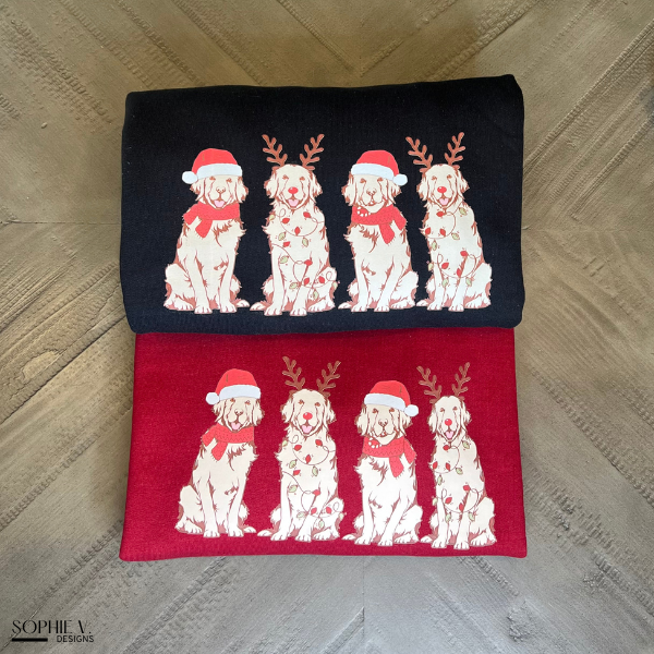 Christmas Golden Retrievers Crewneck - Garnet