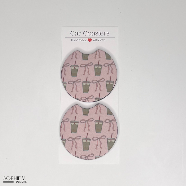 Pink Iced Coffee Car Coaster
