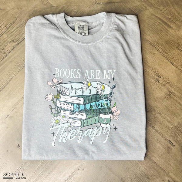 Books Are My Therapy - Comfort Colors Tee (Granite)