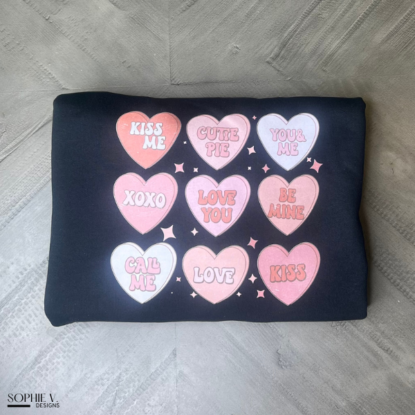 Candy Hearts Crewneck - Black