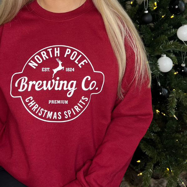 North Pole Brewing Co. Crewneck - Garnet - Sophie V. Designs