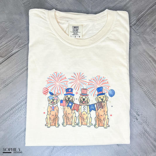 Golden Retriever USA Tee - Ivory