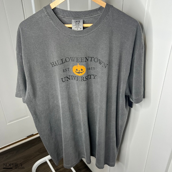 Halloweentown University Comfort Color Tee - Pepper w/ Black