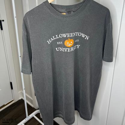 Halloweentown University Comfort Color Tee - Pepper w/ White