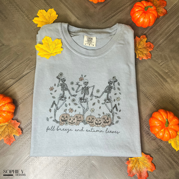 Fall Breeze and Autumn Leaves Tee - Granite