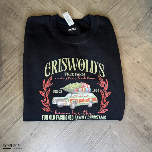 Griswold's Tree Farm Crewneck - Black