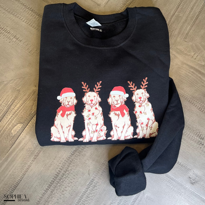 Christmas Golden Retrievers Crewneck - Black