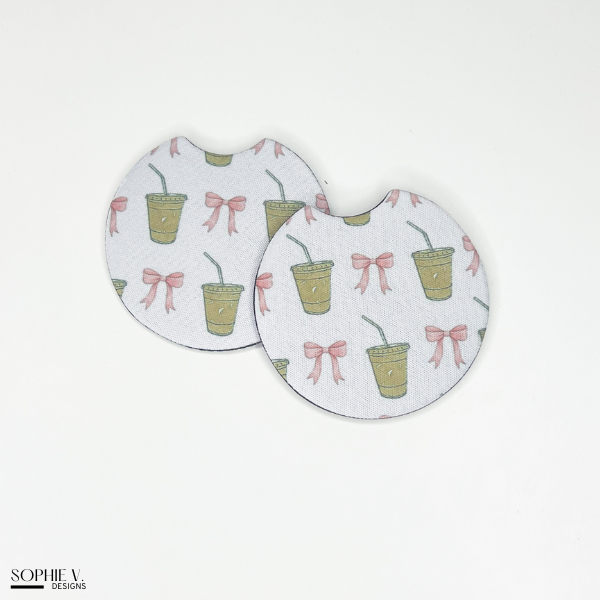 White Iced Coffee Car Coaster