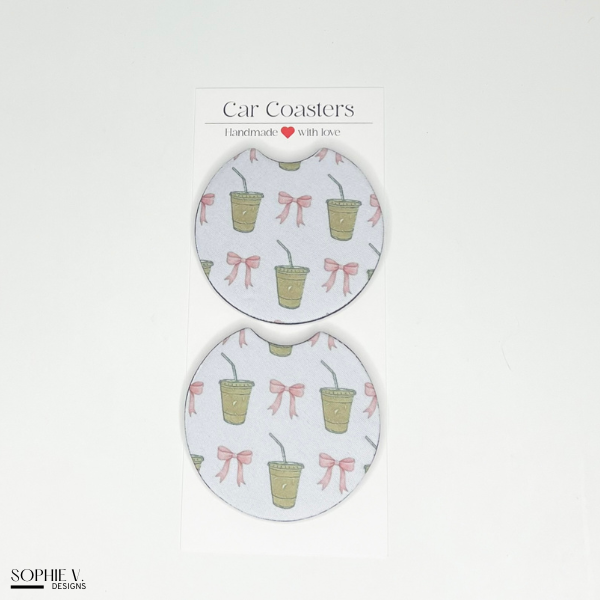 White Iced Coffee Car Coaster