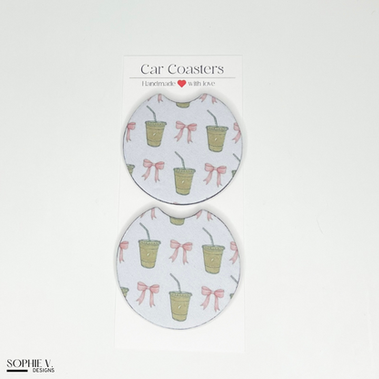 White Iced Coffee Car Coaster