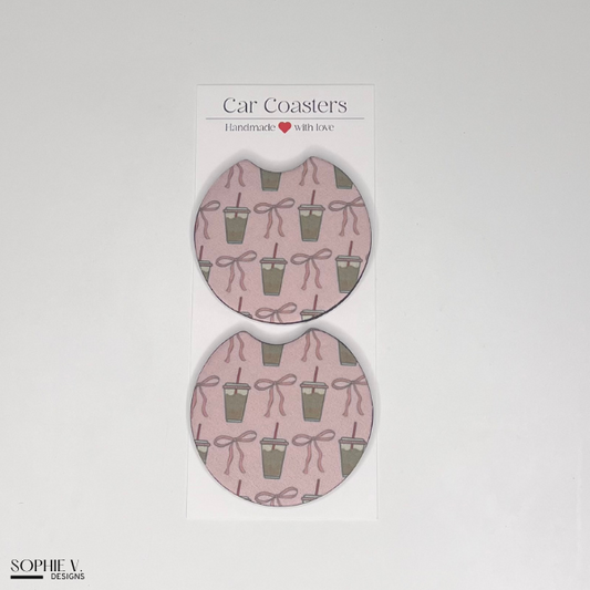 Pink Iced Coffee Car Coaster
