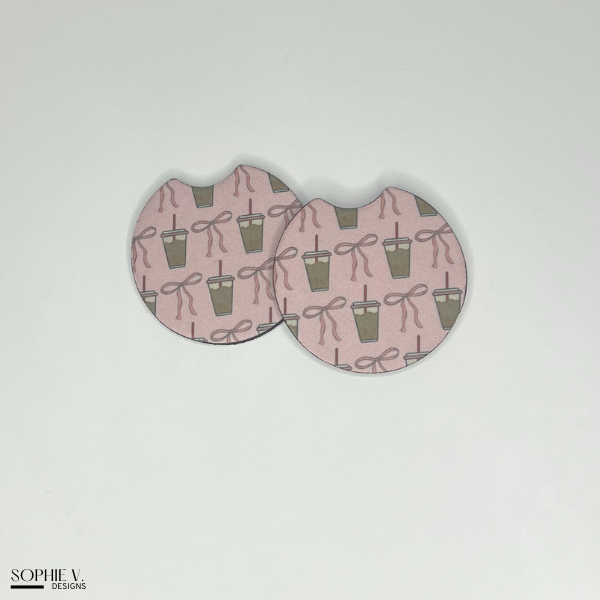 Pink Iced Coffee Car Coaster