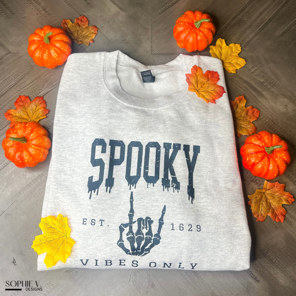 Spooky Vibes Only Crewneck - Ash