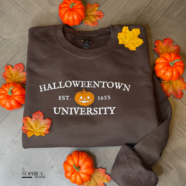Halloweentown University Crewneck - Dark Chocolate (White Font)