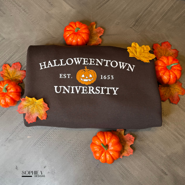 Halloweentown University Crewneck - Dark Chocolate (White Font)