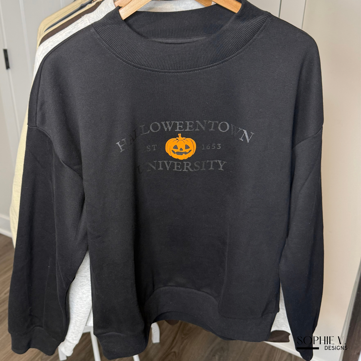 *Preorder* Halloweentown University Mock Neck - Black on Black