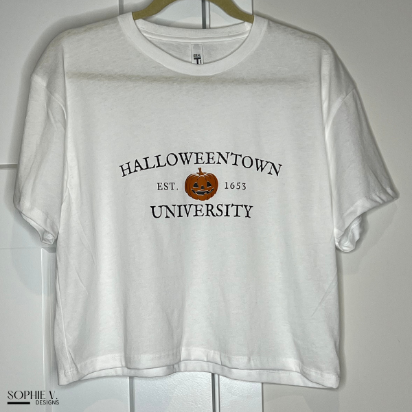 Halloweentown University Crop Tee - White