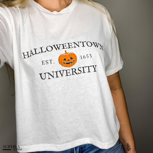 Halloweentown University Crop Tee - White