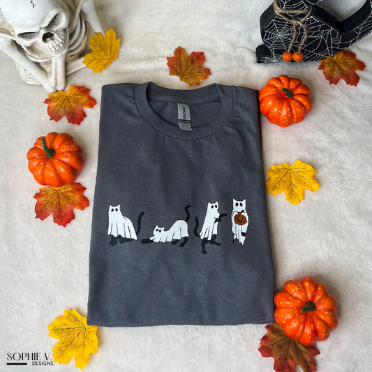 Cat Ghosts Tee - Charcoal