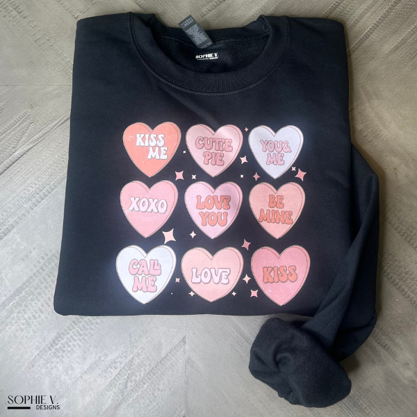 Candy Hearts Crewneck - Black
