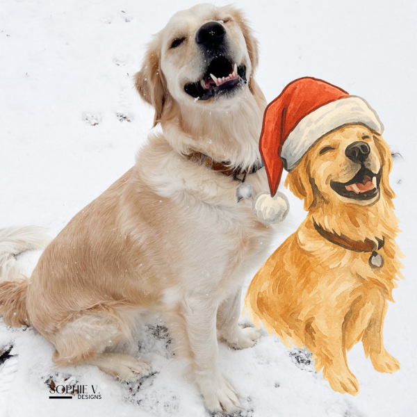 Custom Watercolor Pet Santa Crewneck - Ash