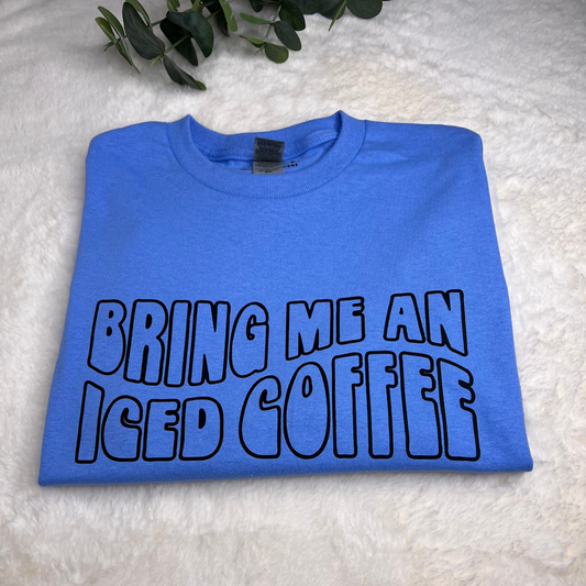 Bring Me An Iced Coffee Carolina Blue Tee - Sophie V. Designs