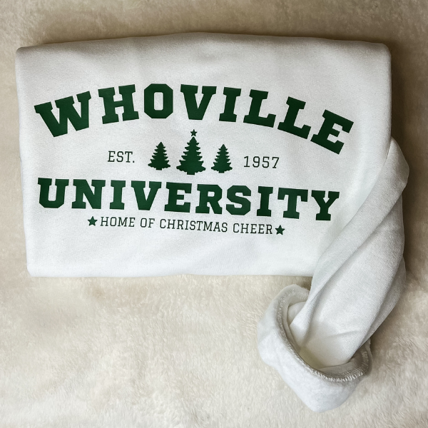 Whoville University Crewneck - White - Sophie V. Designs