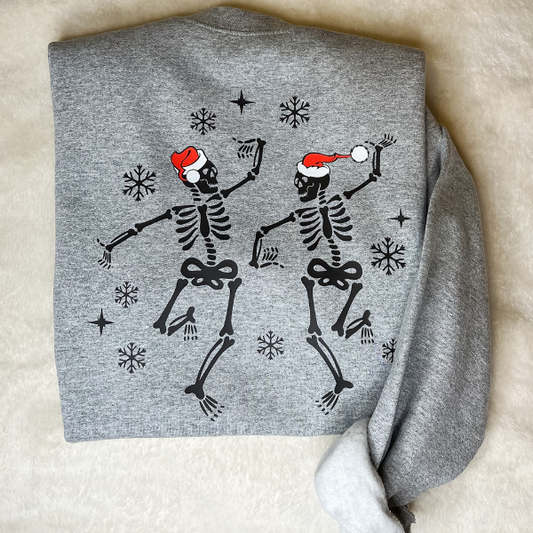 Dancing Christmas Skeletons Crewneck - Sport Grey - Sophie V. Designs