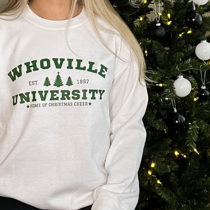 Whoville University Crewneck - White - Sophie V. Designs