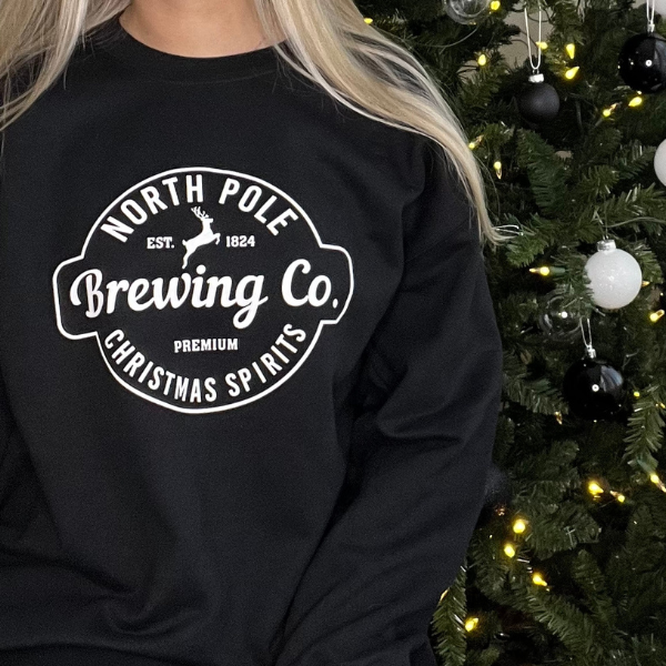 North Pole Brewing Co. Crewneck - Black - Sophie V. Designs