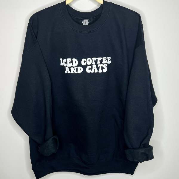 Iced Coffee and Cats Crewneck - Sophie V. Designs